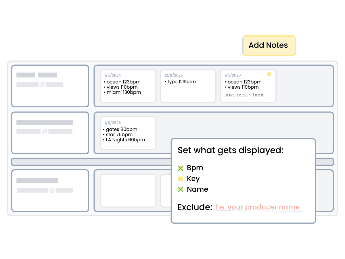 Attachment names and notes